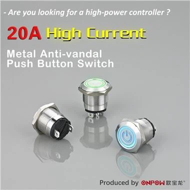 20 A augstas strāvas metāla pret{1}}vandāļu spiedpogas slēdzis